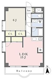 サンディッシュ久米 1LDKの間取図画像