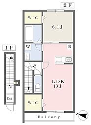 EARL'S COURT西垣生 1LDKの間取図画像