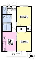 ディセールひまわり 2DKの間取図画像