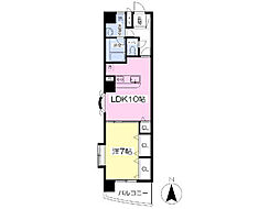 アリストインターシティ 1LDKの間取図画像