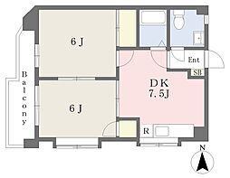 ジョイフル空港通 2DKの間取図画像