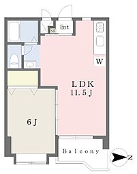 森ビル第8 1LDKの間取図画像