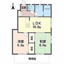 グランコート久万ノ台K 2LDKの間取図画像
