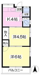 空港荘 2Kの間取図画像