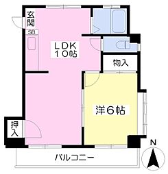 来島第1ビル 3階1LDKの間取り