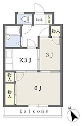 ヴィラ・アンソレイエ東温2 2Kの間取図画像