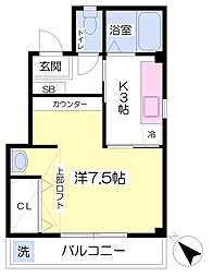 メゾンタナカ 1Kの間取図画像