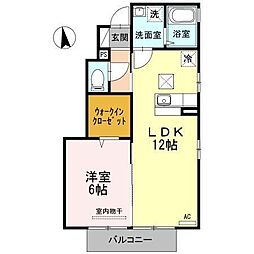 伊予鉄道高浜線 西衣山駅 徒歩2分の賃貸アパート 1階1LDKの間取り