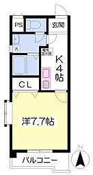 シェレナ北藤原 1Kの間取図画像