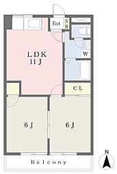 オックスフォードサーカス河原町 2LDKの間取図画像