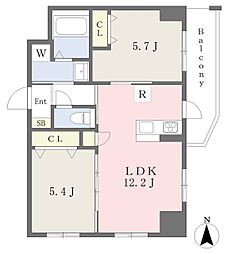 イルマーレ小坂 2LDKの間取図画像
