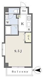グランテージ千舟 1Kの間取図画像
