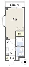 キャトル・セゾン 1Kの間取図画像