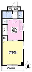 ロイヤルビラ歩行町 1DKの間取図画像