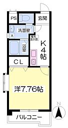 シェレナ北藤原 1Kの間取図画像