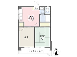 サウスガーデン 2DKの間取図画像