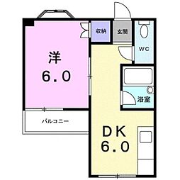 オックスフォードサーカスクワバラ3 1DKの間取図画像
