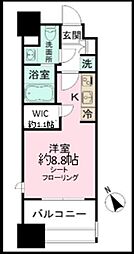 福岡市地下鉄箱崎線 馬出九大病院前駅 徒歩1分の賃貸マンション 14階ワンルームの間取り