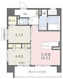 ルーチェフェリス・レジデンス竹下 2LDKの間取図画像