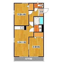 ロイヤルヒルズ香椎2 2LDKの間取図画像