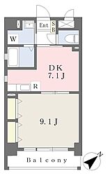 プレミール中村 1DKの間取図画像