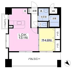 パークコート吉塚 1LDKの間取図画像