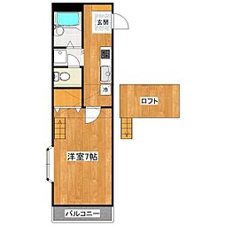 ルート門松駅2B 1Kの間取図画像