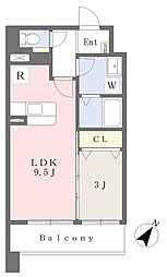Assolate博多駅南 1LDKの間取図画像