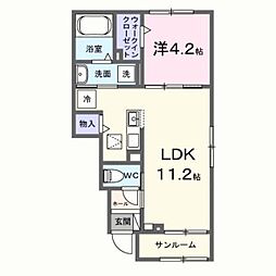 サン・シャイン早良B 1LDKの間取図画像