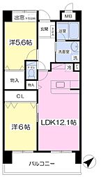 プレミール中村2 2LDKの間取図画像