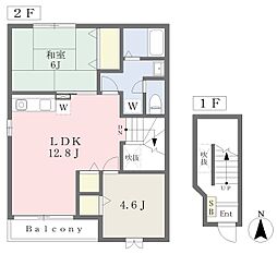 H・ナガミネ1 2LDKの間取図画像