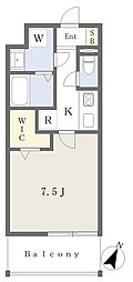 レクシア フラッツ水前寺 1Kの間取図画像