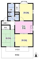 レピュート鶴羽田B 3DKの間取図画像