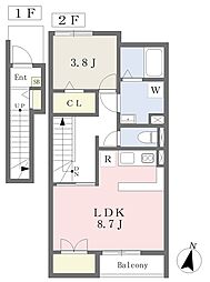 GOODHILL八幡BK 1LDKの間取図画像