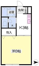 パブリックハイツ泗水A 1Kの間取図画像