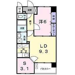 スカイウィング 1SLDKの間取図画像