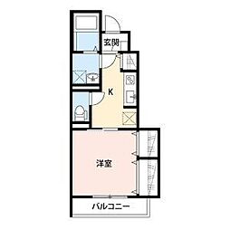 ベルレーヴ 1Kの間取図画像