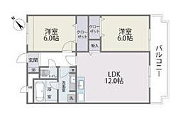 HILLSWALK-K 2LDKの間取図画像