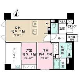 アクロス六本松 ラ・クラス 2DKの間取図画像