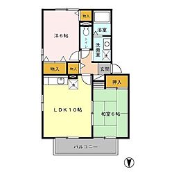 セジュール・フォーレB 2LDKの間取図画像