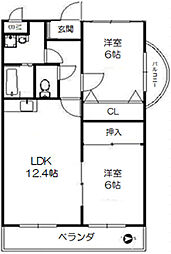 ルシア天神山 2LDKの間取図画像