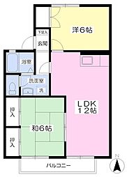 セジュール・ペルル2 2LDKの間取図画像
