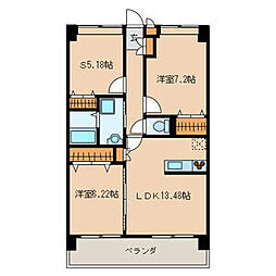 サンルージュ春日 2SLDKの間取図画像