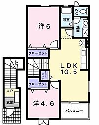 セイバリーヒルズK.SC 2LDKの間取図画像