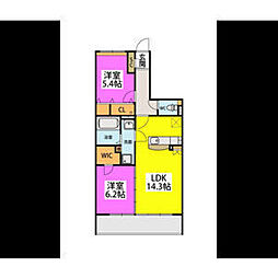 アミューザン筑紫 2LDKの間取図画像