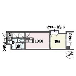 グラヴィス平尾 1LDKの間取図画像