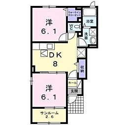 JR長崎本線 吉野ケ里公園駅 徒歩24分の賃貸アパート 1階2DKの間取り