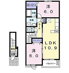 レジデンスM2 2LDKの間取図画像