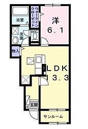 メゾン・ド・ソレイユI 1LDKの間取図画像