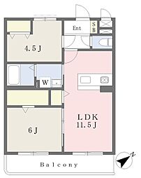 クレリア嬉野 2LDKの間取図画像